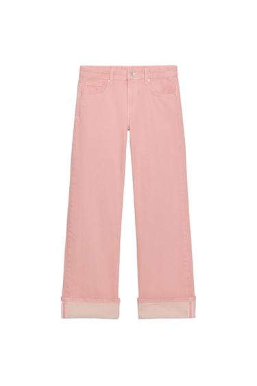 TRF LOW-RISE LOOSE FOLDED JEANS - Pink by Zara