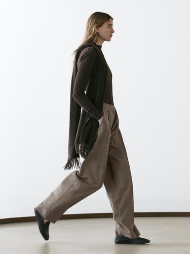 Zara Check wool suit trousers - Beige