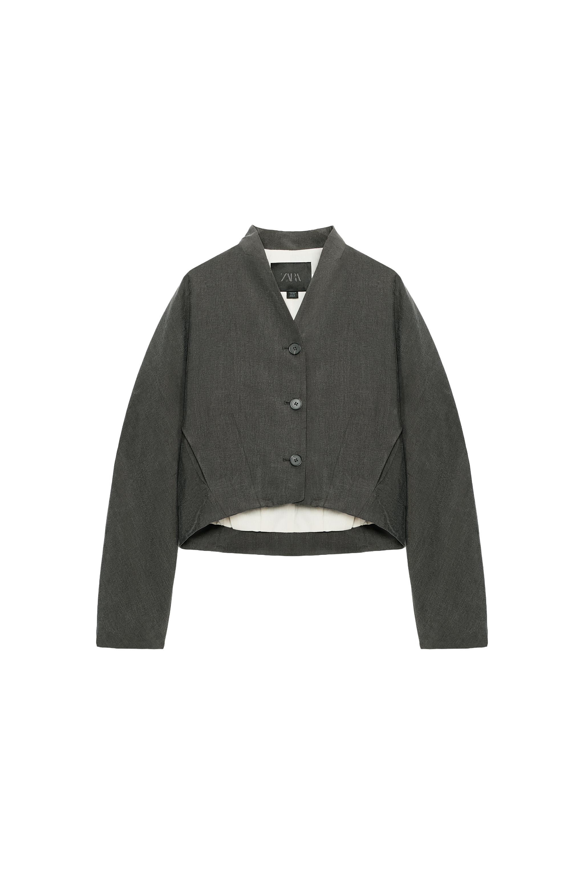 ミリタリー　ナポレオン ツイード ジャケット 黒 グレー ZARA ザラ 系 ZW COLLECTION CROPPED JACKET - Anthracite grey | ZARA United States
