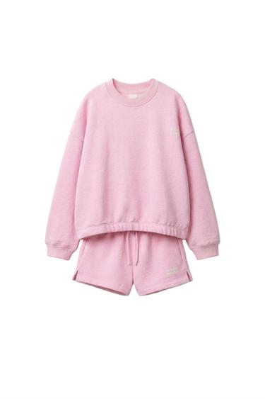 SLOGAN SWEATSHIRT AND BERMUDA SHORTS SET - Pink marl by Zara
