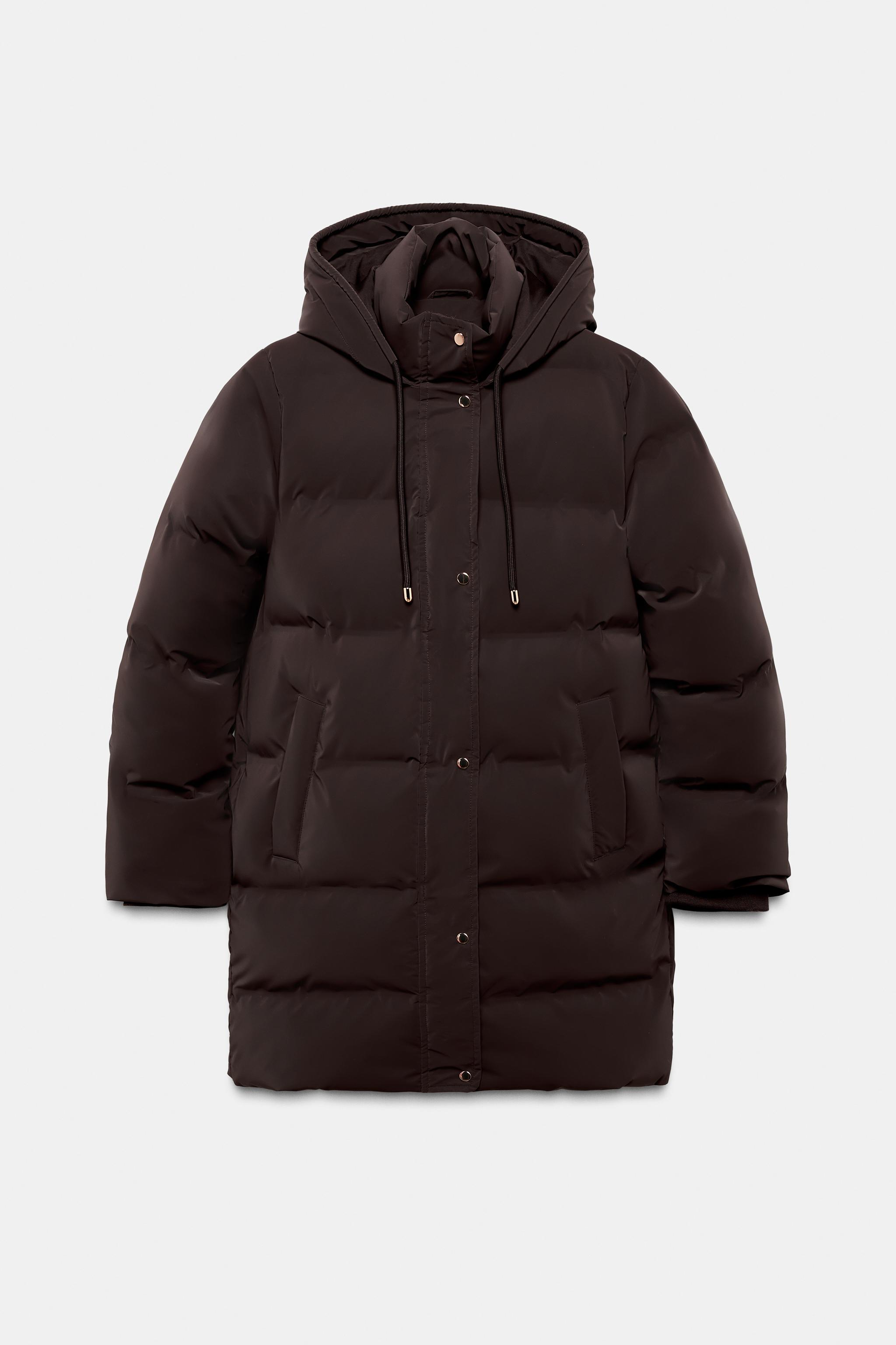 WINDPROOF RUBBERIZED SEMI-LONG ANORAK - Brown | ZARA United States