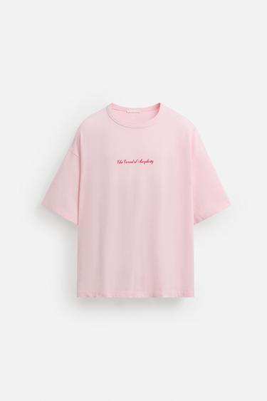 SLOGAN PRINT T-SHIRT - Pink by Zara