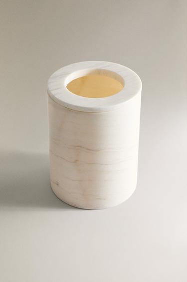 WHITE MARBLE BATHROOM BIN - White by Zara - Image 1