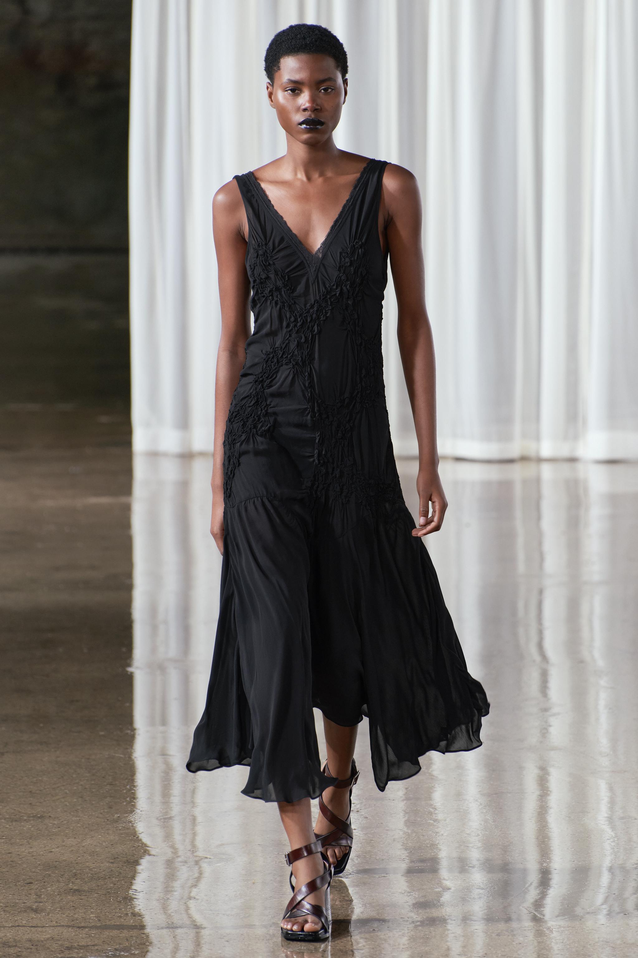 SEMI-SHEER TEXTURED DRESS - Black | ZARA United States