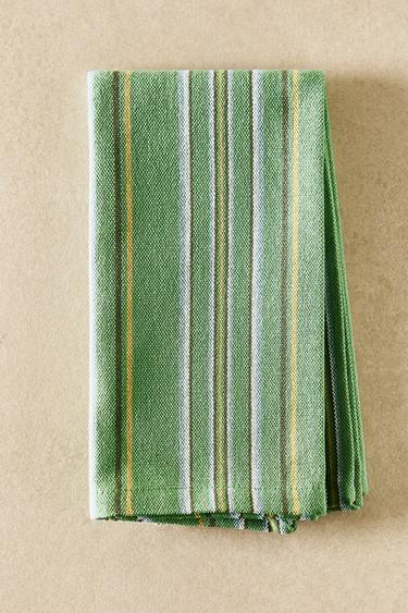 PACK OF COTTON NAPKINS WITH MULTICOLOURED STRIPES (PACK OF 4) - Green by Zara