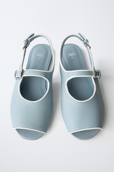 TRIM SLINGBACK BALLET FLATS - Blue by Zara - Image 3