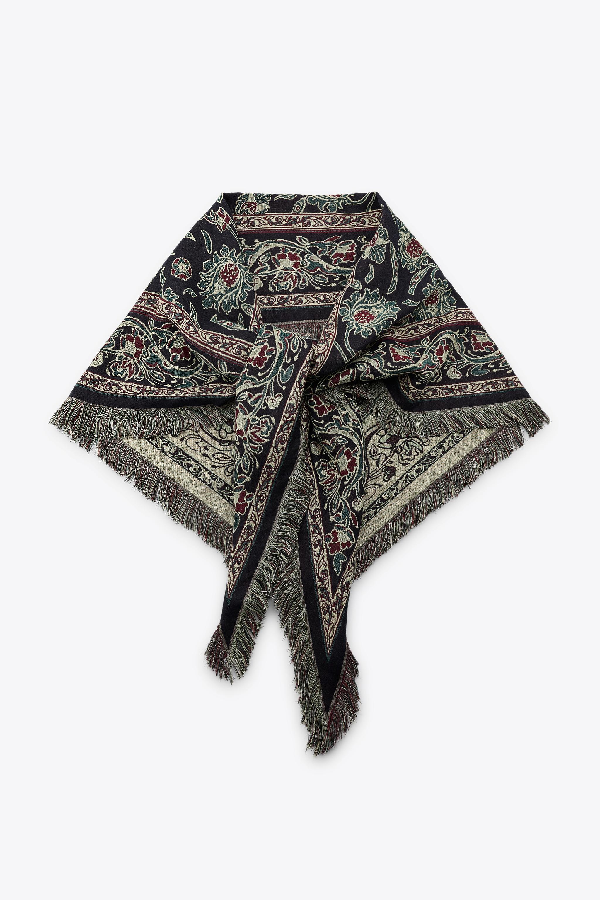 METALLIC THREAD PRINTED SCARF - Black | ZARA United States