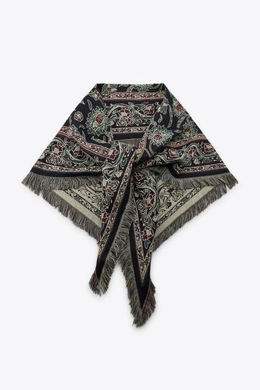 METALLIC THREAD PRINTED SCARF - Black by Zara