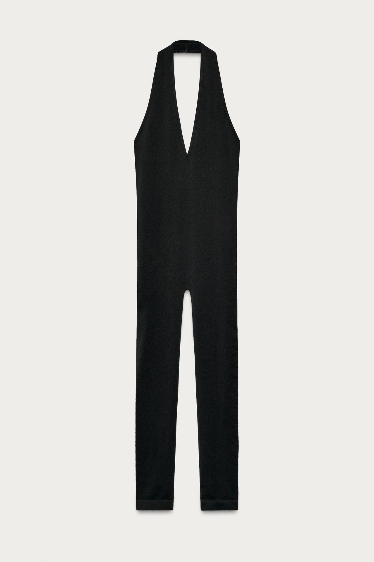 MARISA BERENSON X ZARA SEAMLESS HALTER JUMPSUIT — Black