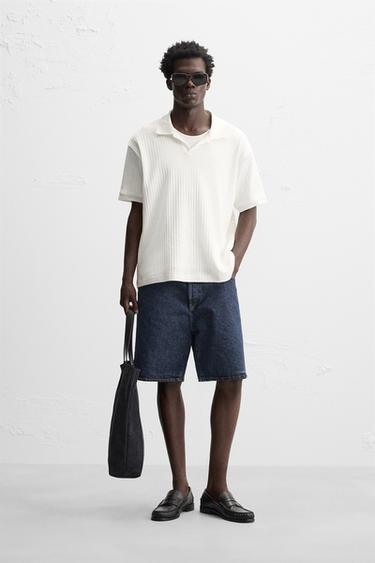 POLOSHIRT MIT RIPPENSTRUKTUR - Cremefarben von Zara - Bild 0