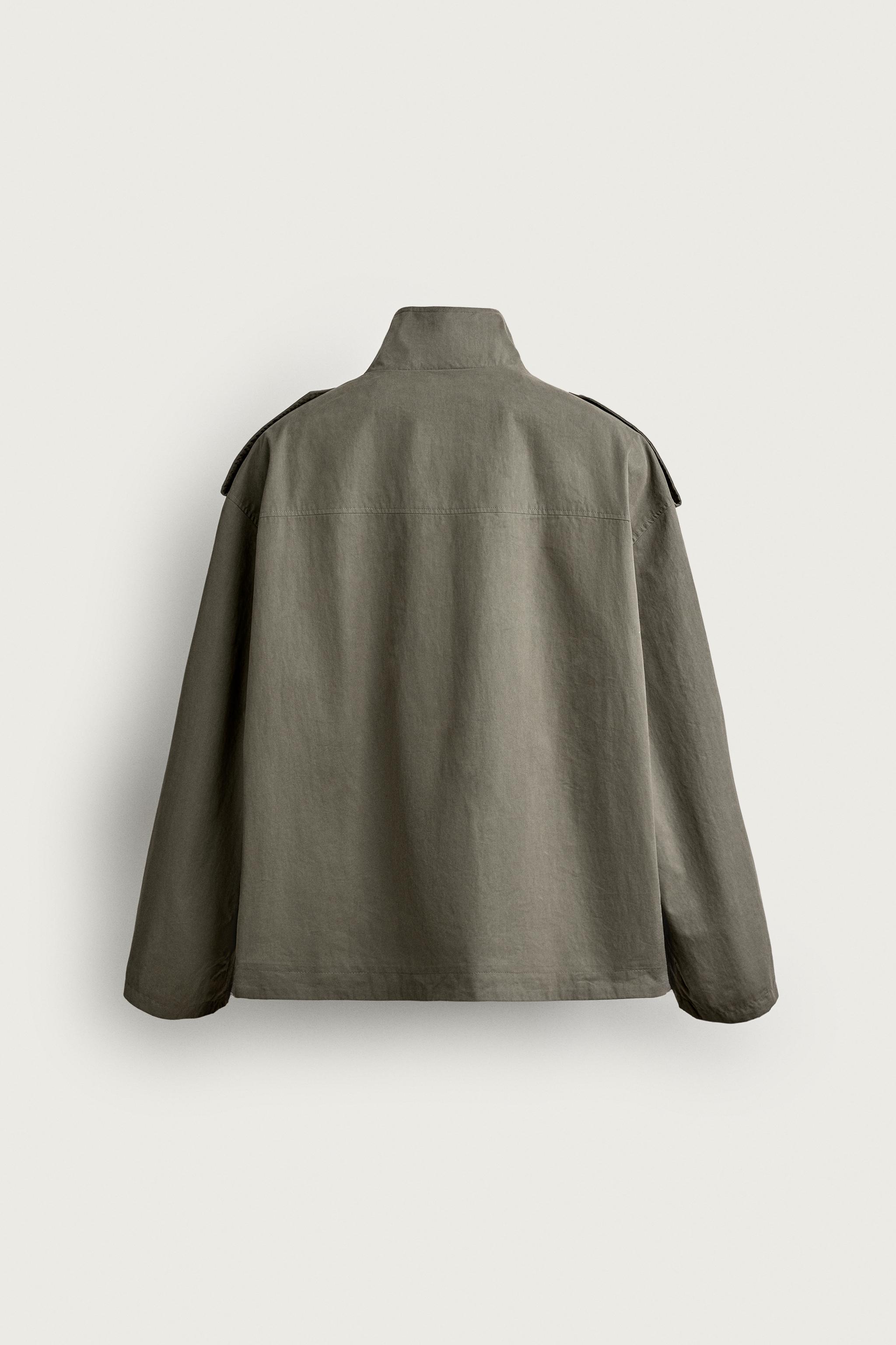 Мужские куртки Zara CROPPED TECHNICAL TRENCH COAT — фото 8