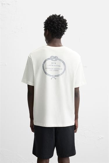 T-SHIRT WITH COMBINED EMBROIDERY - Oyster-white by Zara - Image 2