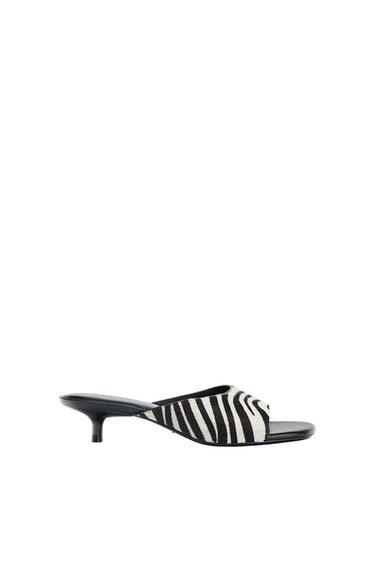 ANIMAL PRINT LEATHER KITTEN HEEL MULES