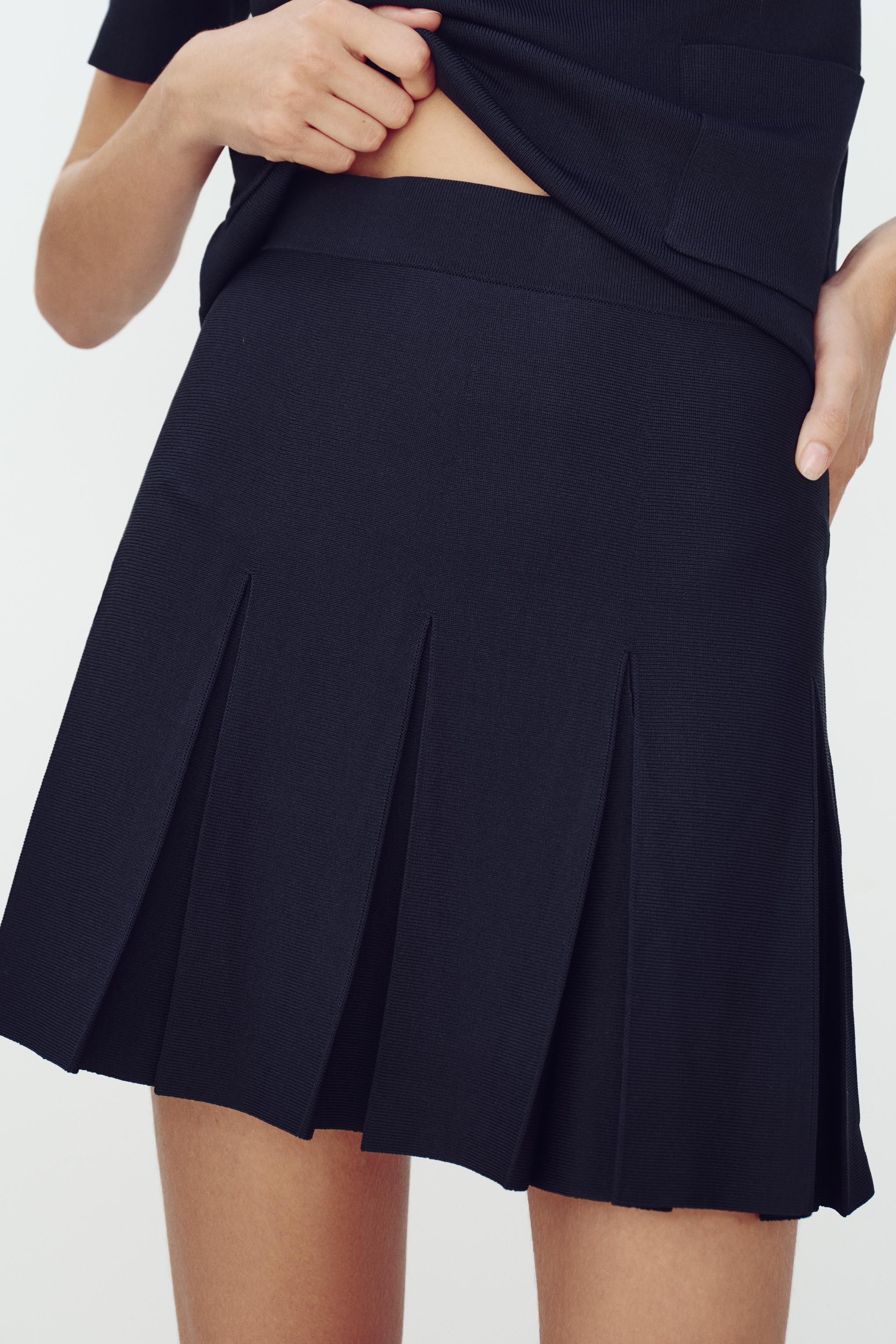 Navy pleated skirt zara hotsell