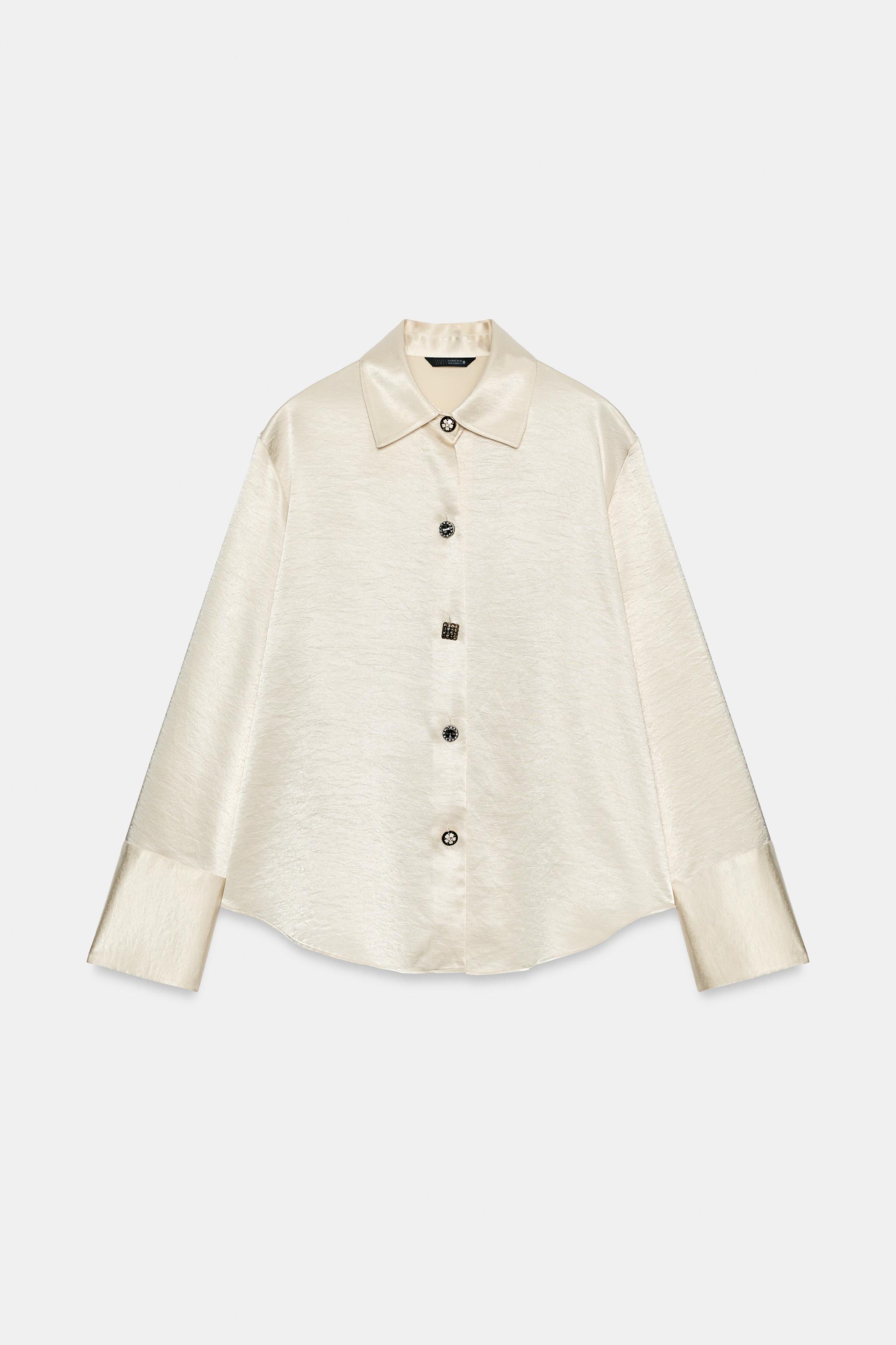 SATIN SHIRT WITH JEWEL BUTTONS