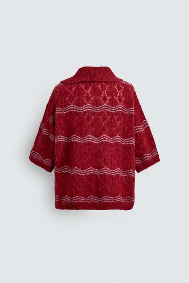 POLO EN MAILLE AJOURÉE HARRY LAMBERT FOR ZARA X DISNEY - Rouge foncé de Zara - Image 1