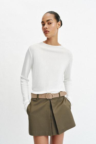 Zara SUKNJA-PANTALONE SA KAIŠEM – Kaki