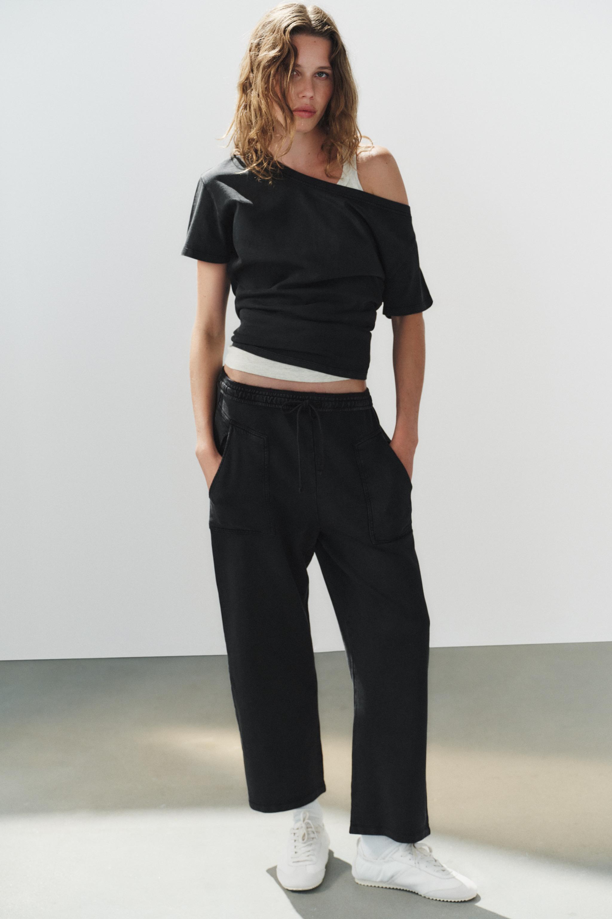 COTTON POCKET TROUSERS — Black