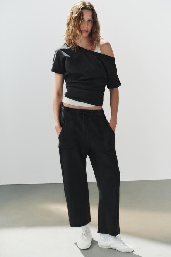 PANTALÓN BOLSILLOS ALGODÓN - Negro de Zara - Imagen 0