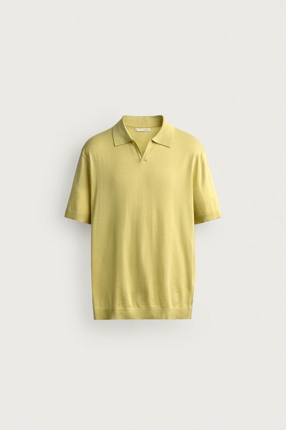 POLO DE MALHA REGULAR FIT COM ESTRUTURA - Amarelo da Zara - Imagem 0