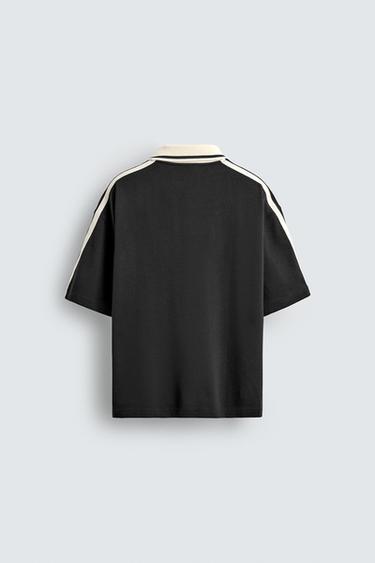 POLO IMPRIMÉ FOOT RÉTRO - Noir de Zara - Image 7