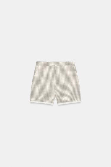 CHECKED FRINGED BERMUDA SHORTS - Ecru by Zara - Image 6