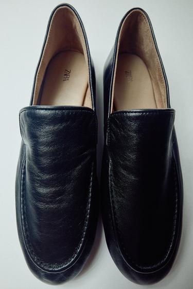 SAPATO RASO EM PELE - Preto da Zara