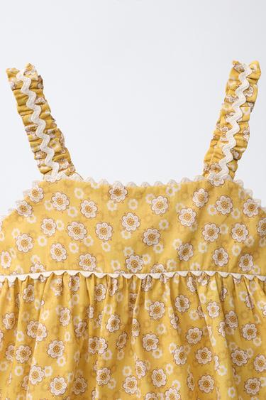 TOP À FLEURS ET ONDULINE - Jaune pastel de Zara - Image 2
