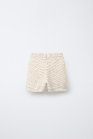 CROCHET KNIT BERMUDA SHORTS - Ecru by Zara - Image 1