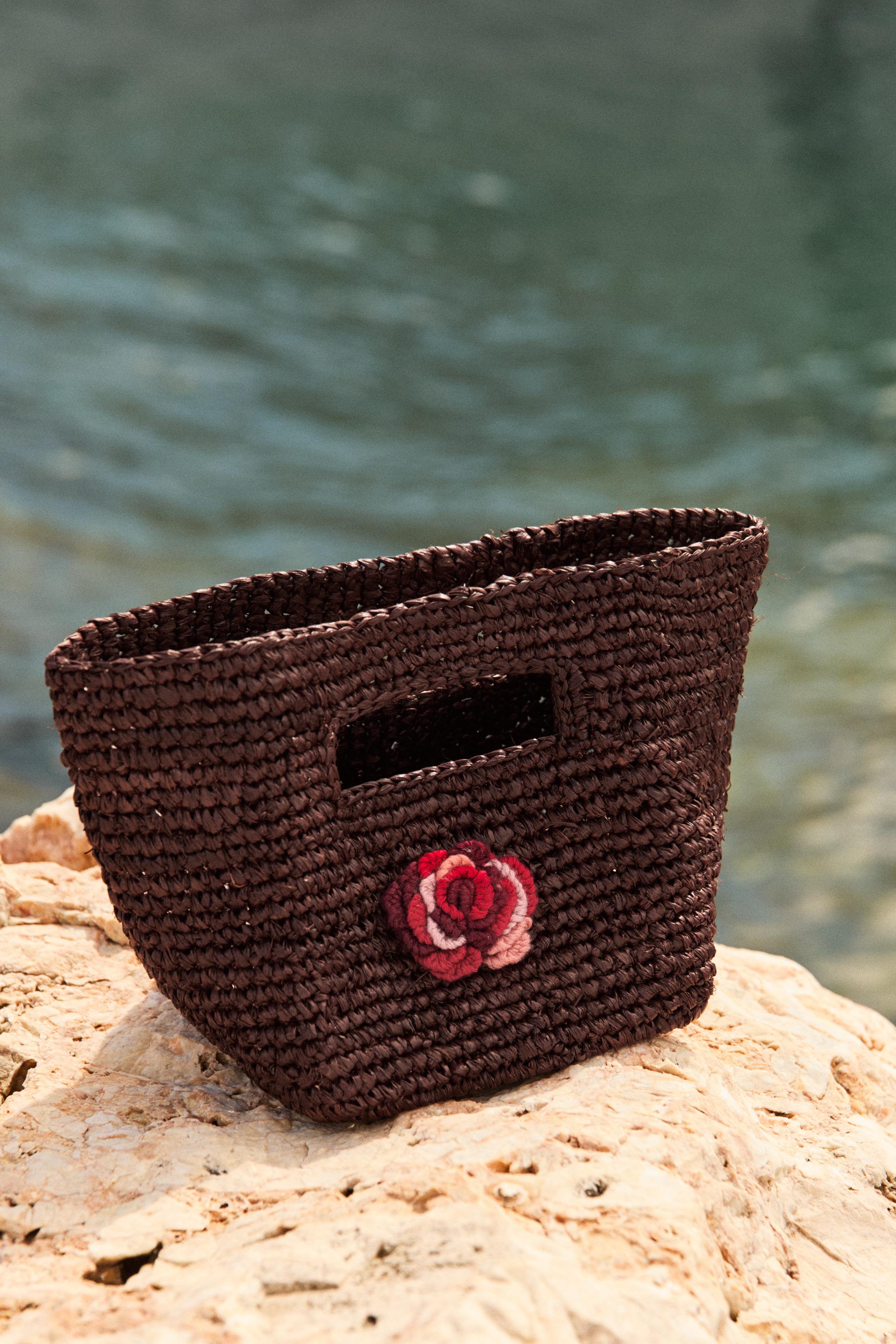 MINI CROCHET RAFFIA BAG — Brown (alternate view)
