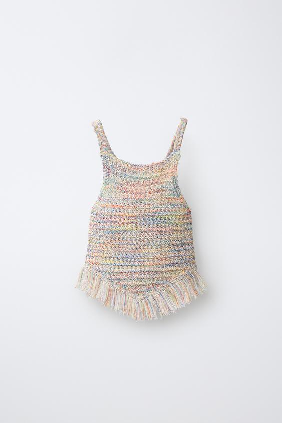 TOP DE MALHA COM FRANJAS - Multicolor da Zara - Imagem 0