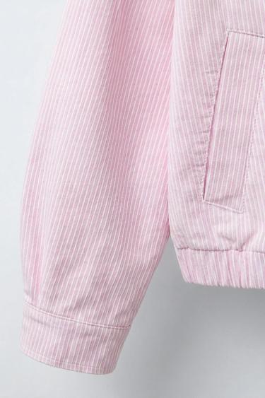 BLOUSON EN SERGÉ À RAYURES - Rose / Blanc de Zara - Image 5