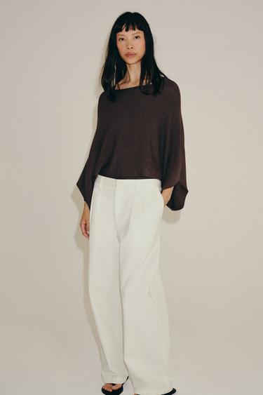SHORT CAPE KNIT JUMPER - Brown by Zara
