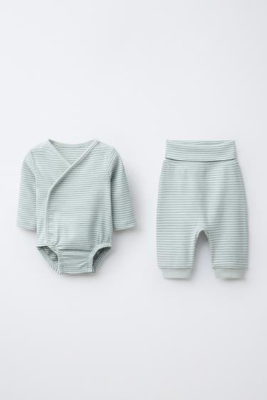 STRIPED SAORUEL BODYSUIT AND TROUSERS SET - Greenish by Zara