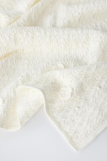 COUVERTURE EN MAILLE FLEURS 3D - Écru de Zara - Image 2