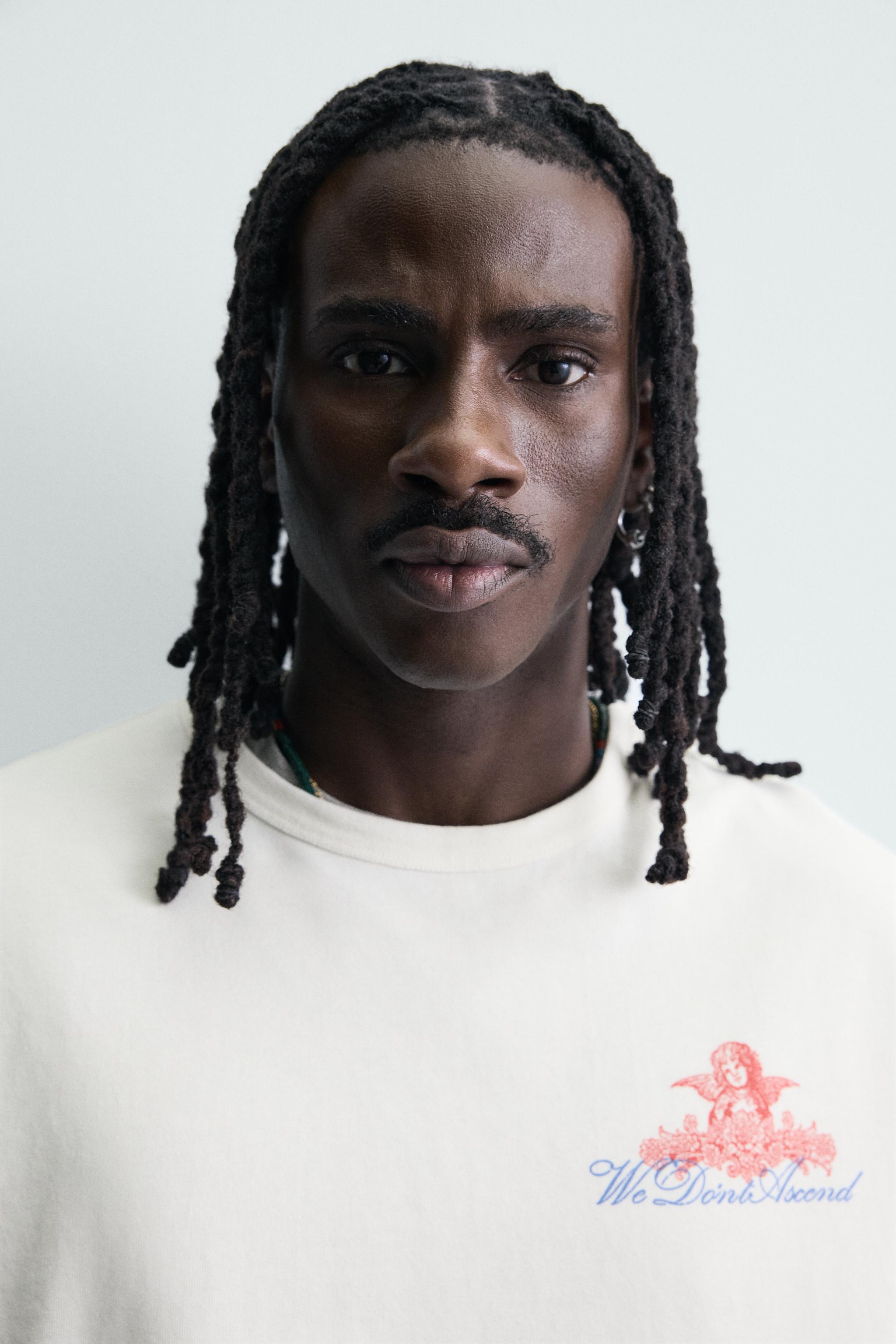 COMBINED EMBROIDERED PRINTS T-SHIRT - Oyster-white | ZARA South Africa