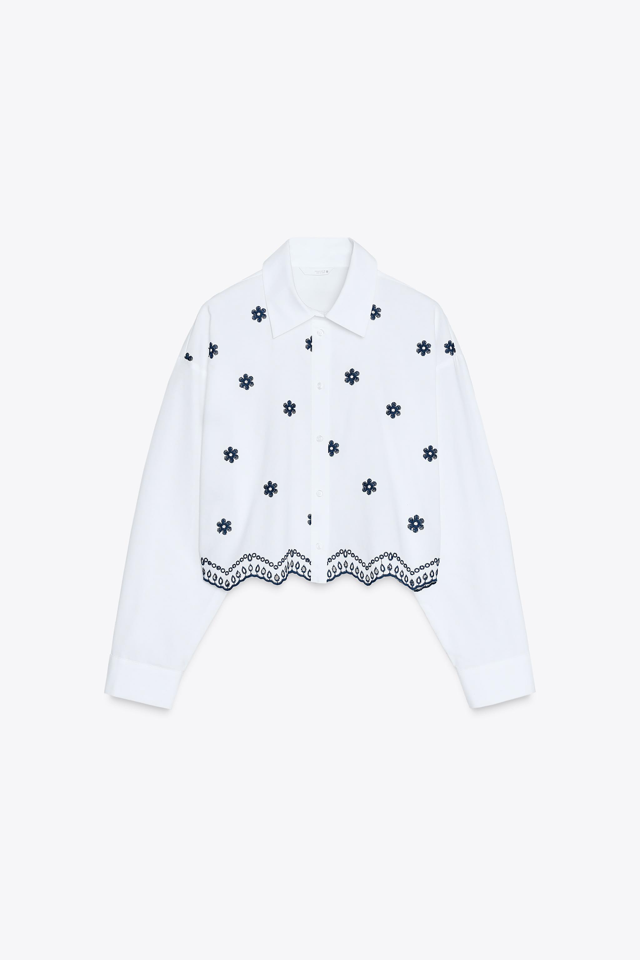EMBROIDERED POPLIN SHIRT - White | ZARA United States
