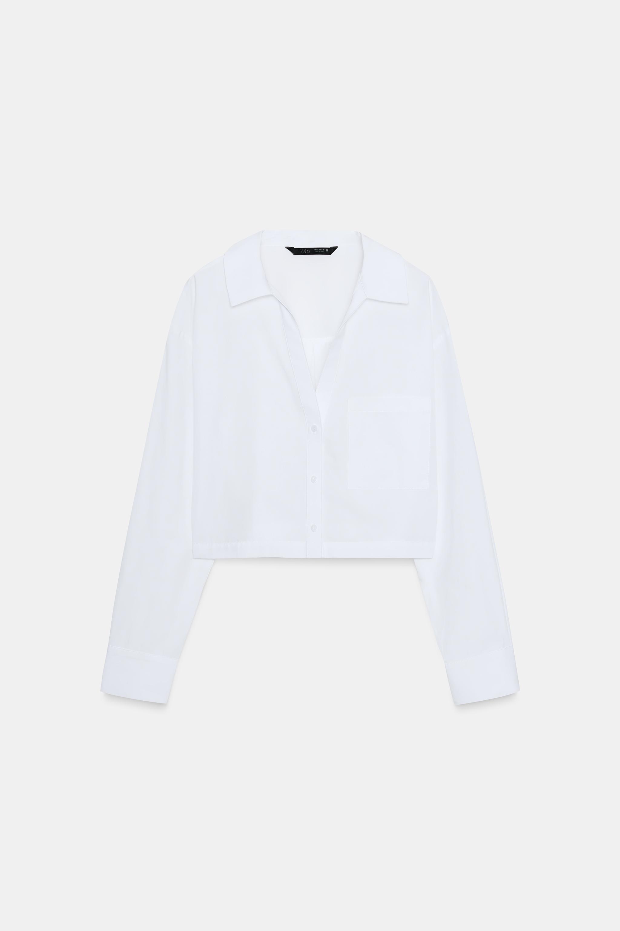 メゾンイエナmaison*FABRICA Cropped SH CROPPED POPLIN SHIRT - White | ZARA United States