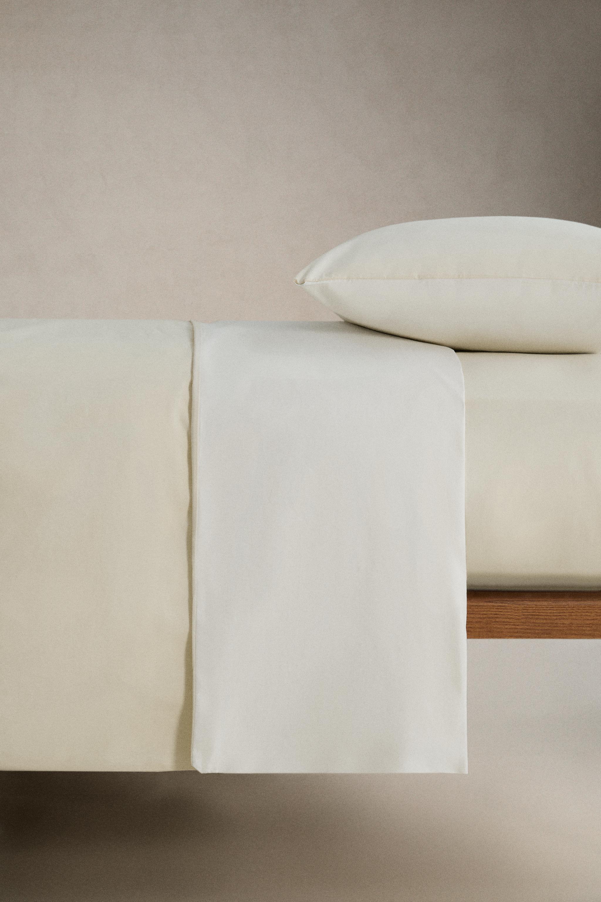 REVERSIBLE COTTON PERCALE DUVET COVER — Ecru