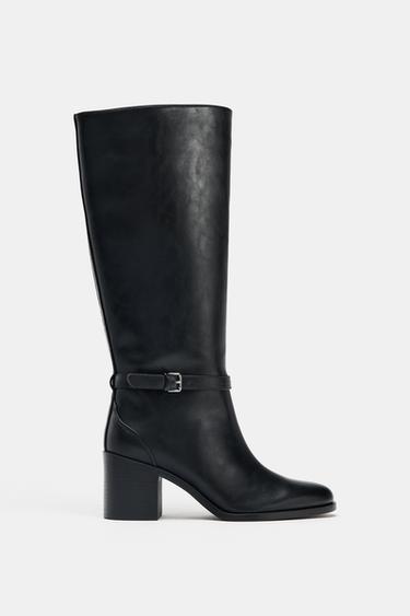 BUCKLE BLOCK HEEL BOOTS - Black by Zara