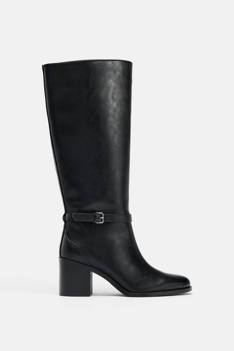 WIDE HEEL BUCKLE BOOTS