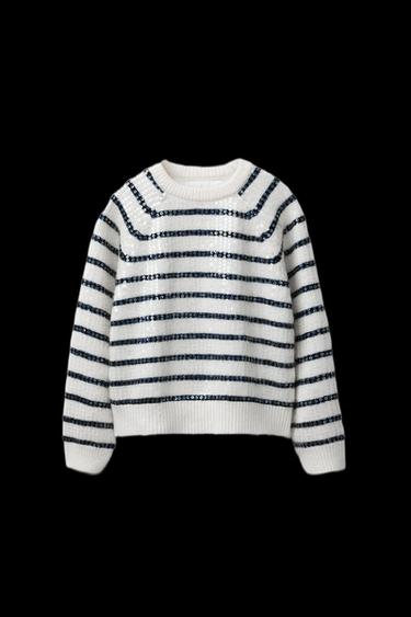 STRICKPULLOVER MIT STREIFEN UND PAILLETTEN - Gestreift von Zara - Bild 0