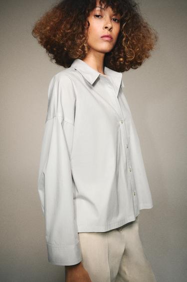 Zara POPLIN SHIRT - Light gray