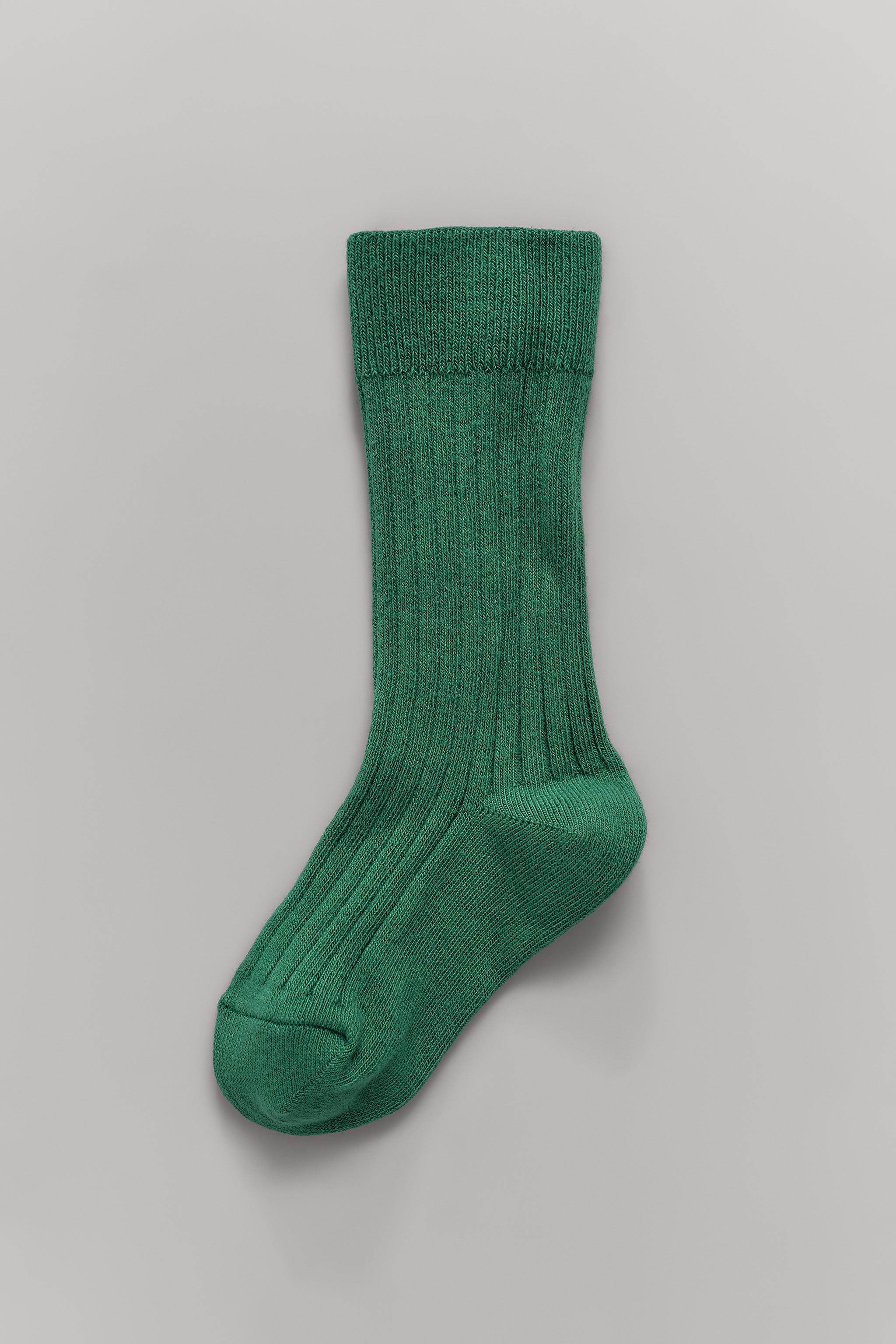 MID-LENGTH RIBBED SOCKS — Green (alternate view)