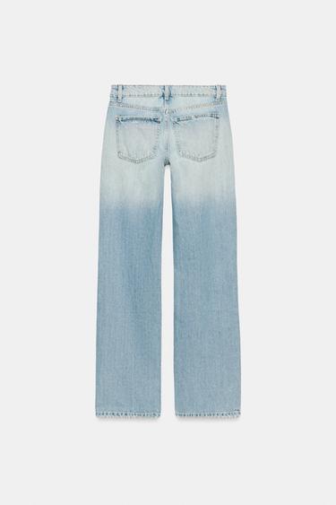 JEANS TRF WIDE LEG TIRO BAJO ROTOS - Azul de Zara