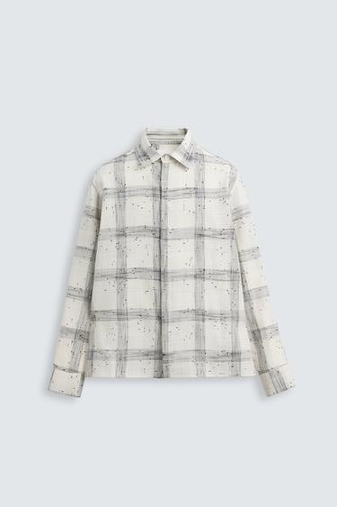 CAMISA LARGA COM TEXTURA XADREZ LIMITED EDITION - Branco / Preto da Zara