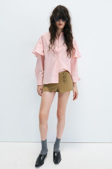 CAMISA VOLANTES - Rosa palo de Zara