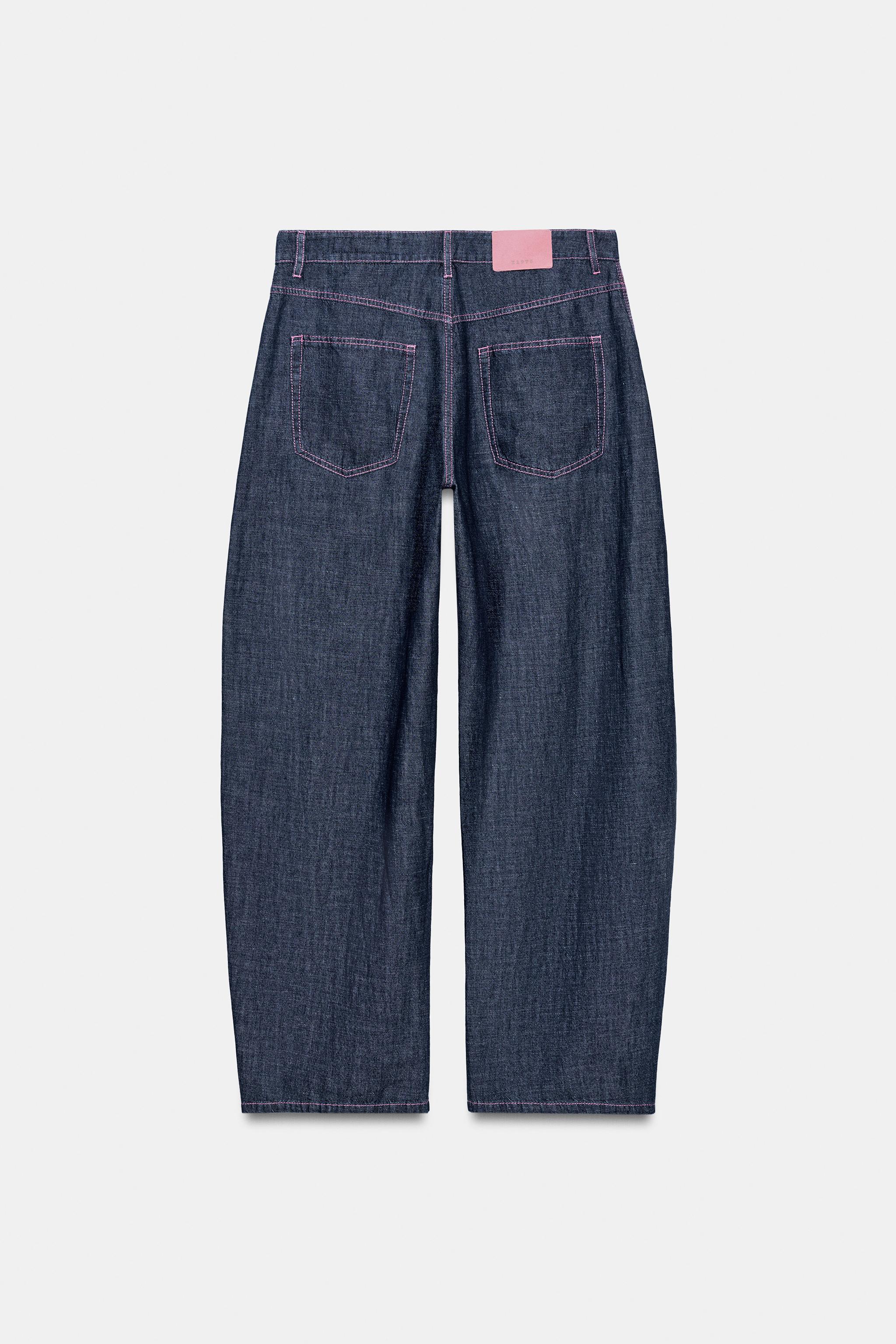Zara KETEN KARIŞIMLI BARREL PANTOLON görsel 7
