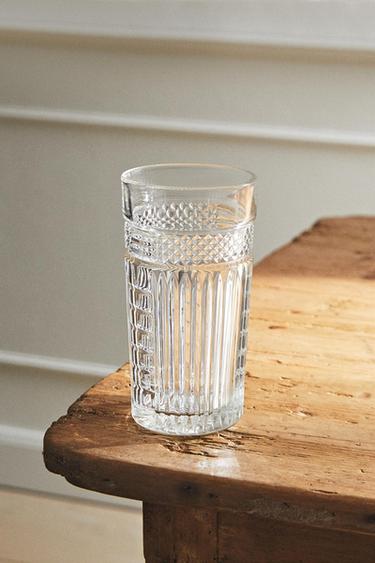Zara GLASS SOFT DRINK TUMBLER WITH RAISED DESIGN - 990