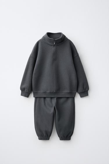 PLAIN SWEATSHIRT AND JOGGER PANTS SET — Anthracite grey 2